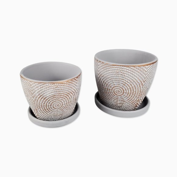 Set Of 2 Vintage Style Terra Cotta Planting Pots - Picture 9 of 12